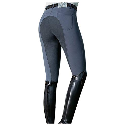 LRWEY Pantalones de equitación para mujer Ejercicio de cintura alta Pantalones de equitación para mujer Pantalones ecuestres, gris, XL