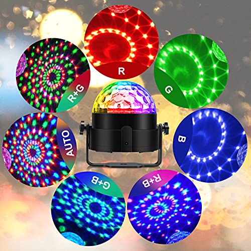 Luces Discoteca, 7 Colores RGB Luz Discoteca LED con Sonido Activado, 4M Cable USB, Giratoria de 360 ° Bola Discoteca, Ideal para Cumpleaños, Discoteca, Fiesta, Bar, Navidad, Bodas