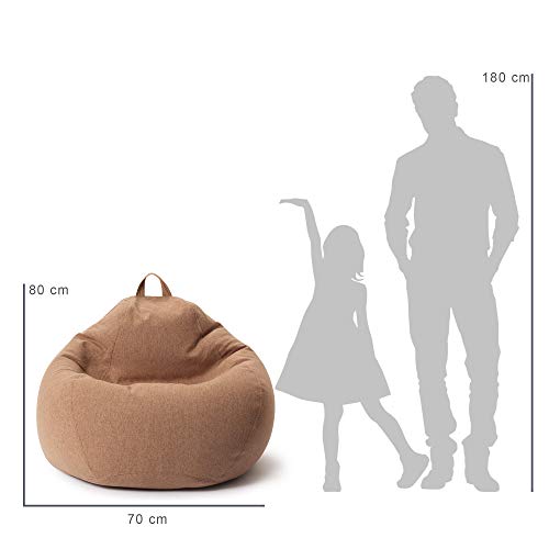 Lumaland Puff Pera Comfort Line con Taburete Disponible - Sillón Relax Puff Moldeable de Interior - Puff Infantiles con Relleno Incluido - 120 L 70x80x50 cm - Marrón