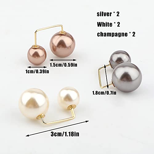 LUTER 6 Piezas Broche de Perlas de Moda Broche de Perlas Artificiales Moda Broche para Chal de Suéter para Mujeres Niñas Banquete de Boda Regalos de Decoración, 3 Colores