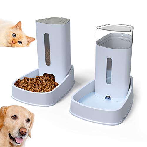 LZDMY Comedero y Bebedero Automático para Perros y Gatos, 3.8Lx2 de Comida y dispensador de Agua para Mascotas Grandes o Pequeños (Juego de 2 Piezas)