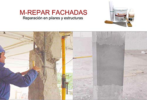 M-REPAR FACHADAS de Tecno Prodist - (5 Kg + Kit) Mortero estructural para reparaciones de fachadas, cornisas, pilares. - Contiene cemento, áridos y fibras especiales - Incluye kit aplicación