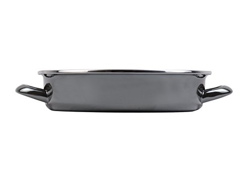 Magefesa Glass - Molde de horno 24cm de acero vitrificado exterior negro cristal. Antiadherente bicapa reforzado, apto también para todo tipo de cocinas, especial inducción. 50% de ahorro energético.