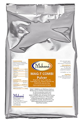 Makana mag-T Combi Polvo (con magnesio, lisina, triptófano, Vitamina E y Vitamina B12), Bolsa de 1000 g (1 x 1 kg)