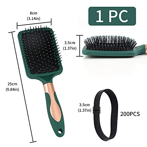 Mane and Tail Brushes with 200 Pcs Plaiting Bands for Braiding Manes and Tails Horse Grooming Kit Groom Grip Bucket Brush Horse Grooming Brushes Set Equine Mane and Tail Brush for Horses Square
