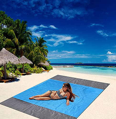 Manta de Picnic 200 x 210 cm,Alfombras de Playa Plegable Portátil de Playa Manta de Playa Impermeable, con 4 x Clavos de Tierra y 1 x Mosquetón para Actividades al aire libre, Camping