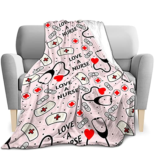 Manta suave y mullida, de franela, con diseño, muy suave, manta de forro polar, manta para sofá, 130 x 150 cm, enfermera