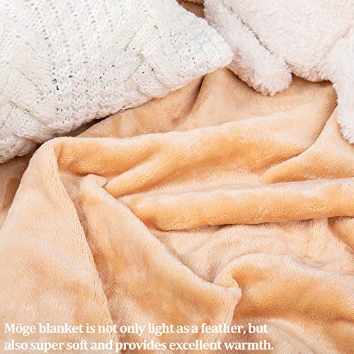 Mantas de Franela 150x200cm Súper Suaves Esponjosas para El Sofá Cama Colcha de Microfibra,tamaño Doble/Matrimonio, Caqui