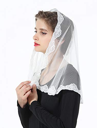 Mantilla De Encaje Española Mujer Capilla Velo Pañuelo de Iglesia Católica Bordado Chal Bufanda Negra Blanca V110