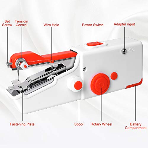 Máquina de Coser Portátil, Mini máquina de coser eléctrica portátil para adultos, fácil de usar y de puntada rápida adecuada para ropa, cortinas, telas, bricolaje para viajes en casa