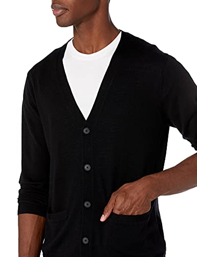 Marca Amazon - Goodthreads - Rebeca de lana merino para hombre, Negro (black), US S (EU S)