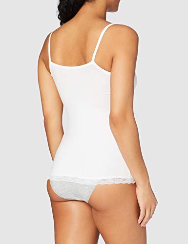 Marca Amazon - IRIS & LILLY Camiseta de Tirantes con Encaje Body Natural para Mujer, Pack de 2, Multicolor (White/Black), M, Label: M