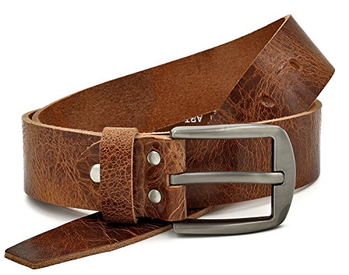 marrón Vintage Cinturón de piel de búfalo cuero 40 mm de ancho y aprox 3-4 mm de grueso, puede acortarse, cinturón, cinturón de piel, cinturón de traje, #Gbr00020 (waist size (Bundweite) 85cm)