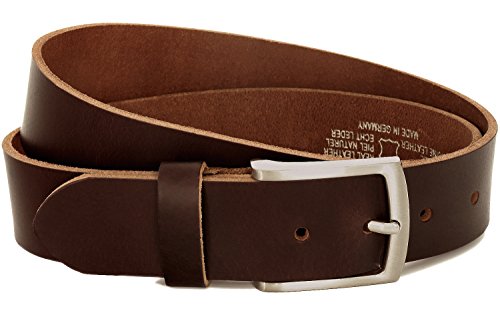 marrón Vintage Cinturón de piel de búfalo cuero 40 mm de ancho y aprox 3-4 mm de grueso, puede acortarse, cinturón, cinturón de piel, cinturón de traje, Br007-02 (waist size 115 cm)