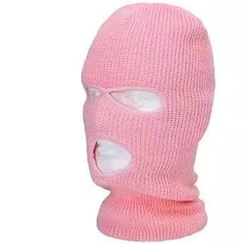 Máscara de esquí Cubierta Facial de Punto Máscara Facial de Invierno para Deportes al Aire Libre de   Invierno Sombrero de Punto de Invierno con Tres Orificios -White-One Size