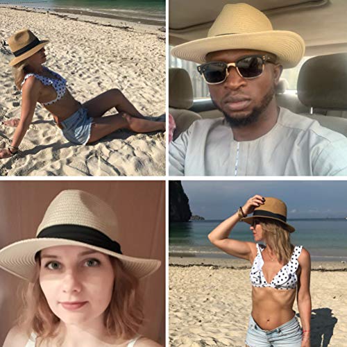 Maylisacc Sombrero de Panamá Unisex Sombrero de Paja Sombrero de Verano Sombrero de Playa de Fedora para Hombres Mujeres 