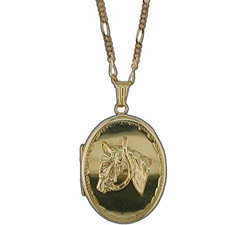 Medallón de oro amarillo de 9 quilates con cabeza de caballo