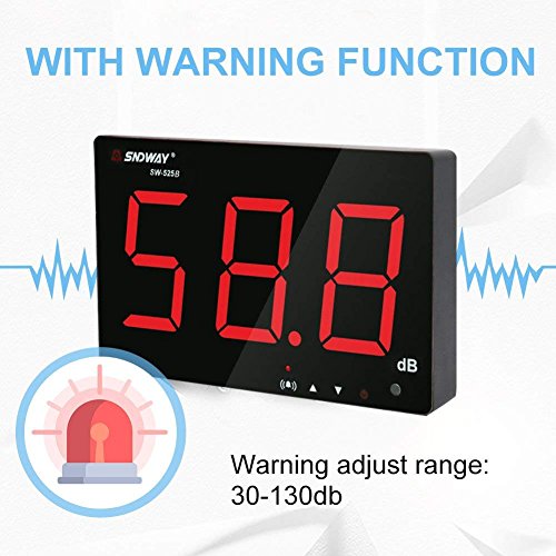 Medidor de decibelios, medidor de nivel de sonido digital montado en la pared, medidor de ruido, rango de medición de 30 a 130 dB, precisión de 1,5 dB con pantalla LCD