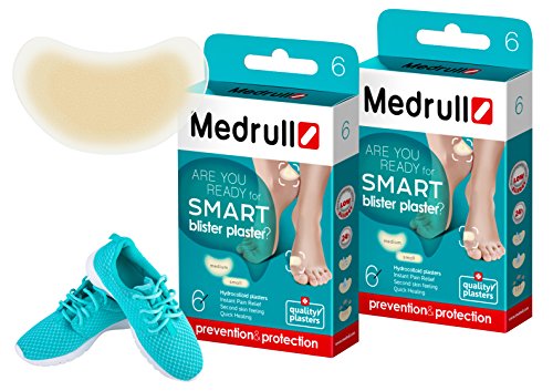 Medrull Smart Apósitos inteligentes - Apósitos hidrocoloides impermeables - 6 apósitos pequeños (60 mm x 20 mm) y 6 medianos (62 mm x 41 mm) - 2 paquetes de 12 apósitos