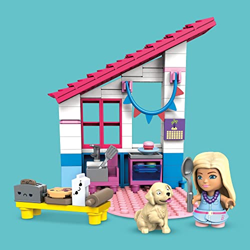 Mega Construx Barbie Casa de Malibú, muñecas con casa de bloques de construcción y accesorios de juguete (Mattel GWR34)