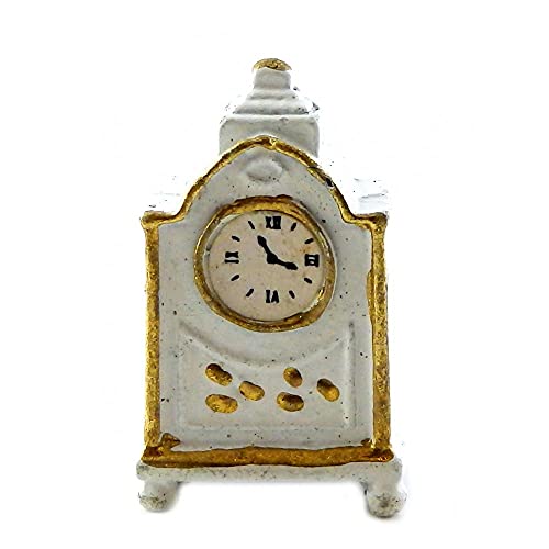 Melody Jane Casa de Muñecas Blanco y Dorado Manto Reloj de Carruaje Miniatura Salón Accesorio