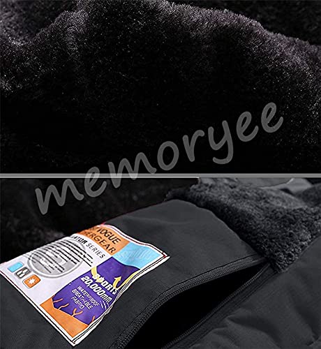 Memoryee Chaqueta impermeable para hombres Chaqueta polar de invierno Cálida chaqueta de esquí A prueba de viento Bolsillos múltiples/Black/XXL