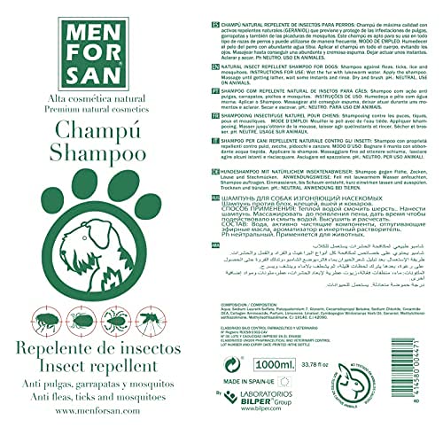 Menforsan Menforsan | Champú Repelente Antipulgas E Insectos Para Perros | Con Citronela | 1 L 1000 g