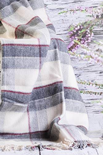 Merino Wool Bedding Blanket - Manta (lana de oveja, 160 x 200 cm), diseño de cuadros