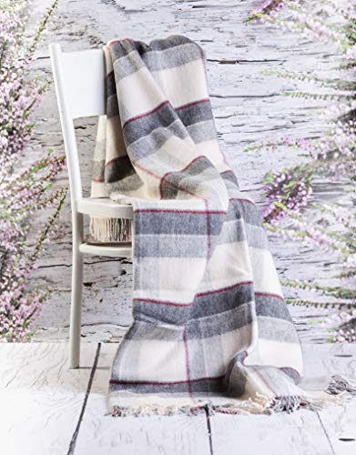 Merino Wool Bedding Blanket - Manta (lana de oveja, 160 x 200 cm), diseño de cuadros