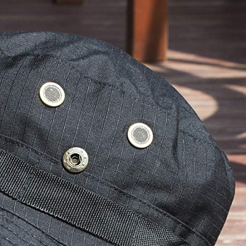 MerryBIY 2 en 1 Sombrero del Cubo de Deportes al Sol-Shading Sol Gorro Aire Libre Boonie Hat Cap de Camuflaje Hombre Exterior Selva Equipo Montañismo Sombrero Viaje Pesca Hat (Black)