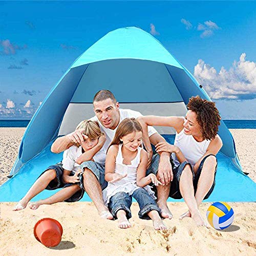 Miconi Pop Up Tienda de Playa para 1-3 Personas Anti-UV Protección Solar UPF 50+ Tienda de Playa Portátil para Playa,Jardín, Camping, Viajes, Pesca, Picnic y Deportes al Aire Libre (165*150*110) cm