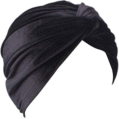 MIMIKRY Sombrero turbante de terciopelo para mujer, diseño de los años 20, color negro