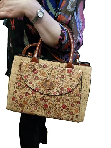 Mirabolante Bolso de mano de corcho portugués para mujer bolso de mano, bolso bandolera, bolso de cartera, cartera pl7105, Multicolor4, 33cm x 12 cm x 24cm