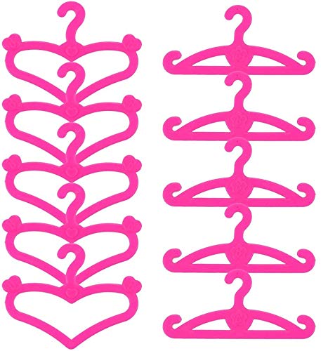 Miunana 20x Perchas de Plástico Rosado Ecorado con la Letra B y Corazón Accesorios con Ropa para 11.5 Pulgada 28 - 30 CM Muñeca