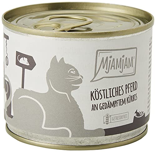 MjAMjAM - Pienso acuoso para Gatos - Delicioso Caballo con Calabaza al Vapor - Sin Cereales - 6 x 200 g