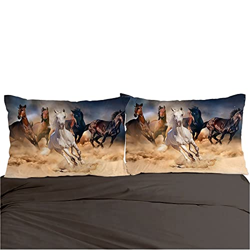 MKHFUW Juego de ropa de cama para caballos con impresión en 3D, diseño de caballo individual, funda de edredón doble, tamaño King Size, ropa de cama para niños y niñas (135 x 200 cm)