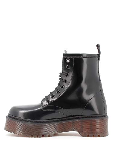 MNG Zapatos de mujer fabricados en Italia – Botas de piel cepillada brillante con cuña negra Negro Size: 39 EU