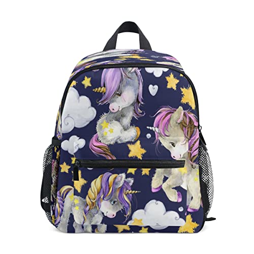 Mochila para niños pequeños, lindo unicornio mágico caballo animal estrellas niños libros para niñas de regreso a la escuela, mini mochila de viaje kawaii