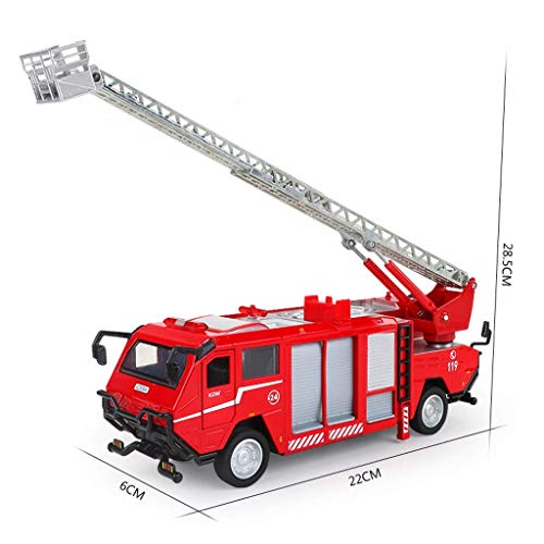 Modelo de aleación de modelos de automóvil Modelo de camión de bomberos 1:50 Modelo de vehículo de ingeniería Escalera de camiones de fuego de doble cabeza subir el modelo de automóvil Adornos de adul