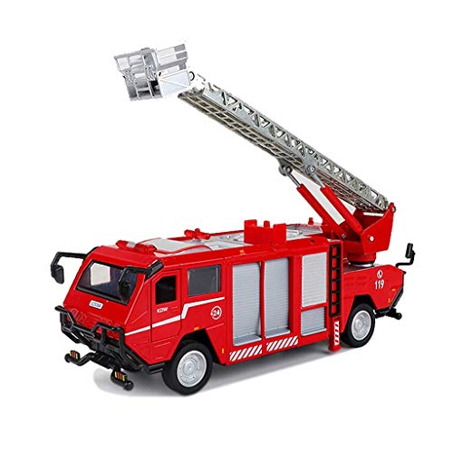 Modelo de aleación de modelos de automóvil Modelo de camión de bomberos 1:50 Modelo de vehículo de ingeniería Escalera de camiones de fuego de doble cabeza subir el modelo de automóvil Adornos de adul