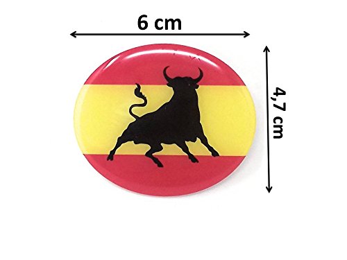 MoICar Bandera de España con Toro Pegatina 3D Adhesivo Relieve Resina Flexible Ref:2364