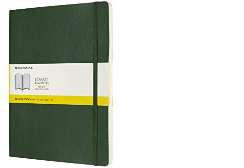 Moleskine - Cuaderno Clásico con Hojas Cuadriculadas, Tapa Blanda y Cierre Elástico, Color Verde Mirto, Tamaño Extra Grande 19 x 25 cm, 192 Hojas