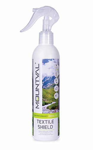 Mountval Textile Shield es un impermeabilizante en aerosol para clima húmedo y prendas de senderismo, olor agradable, funciona con GORE-TEX, libre de solvents, Transparente (Neutral), 300.00 ml