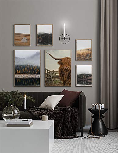 Mr. Castle Laminas Decorativas para enmarcar Cuadros de Pared. Estilo fotografía. Grandes 30 x 40cm y 20 x 30cm. Posters decoración del hogar, salón, Moderno, nórdico (Tono Verde y marrón)