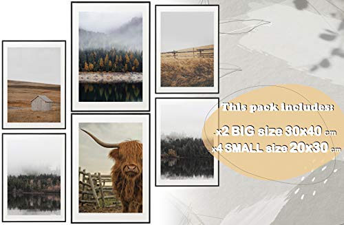 Mr. Castle Laminas Decorativas para enmarcar Cuadros de Pared. Estilo fotografía. Grandes 30 x 40cm y 20 x 30cm. Posters decoración del hogar, salón, Moderno, nórdico (Tono Verde y marrón)