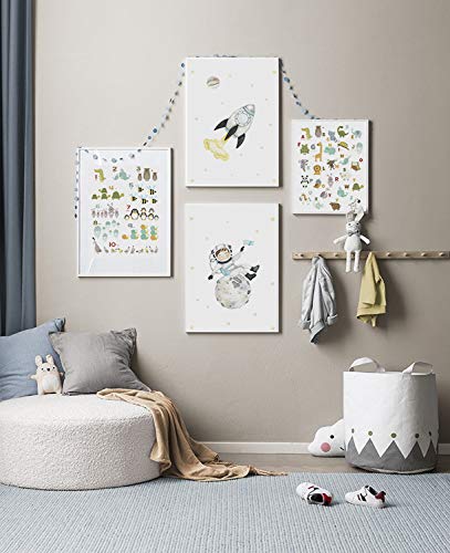 Mr. Castle Laminas Decorativas para enmarcar Cuadros de Pared. Estilo Infantil. Grandes 30 x 40cm y 20 x 30cm. Posters decoración del hogar, Cuarto de bebé (Astronauta)