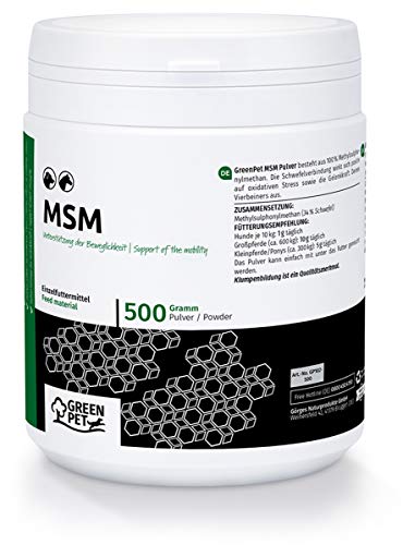 MSM en polvo para Perros y Caballos (500gr) | Azufre de metilsulfonilmetano | Ayuda para las articulaciones de tu mascota | GreenPet