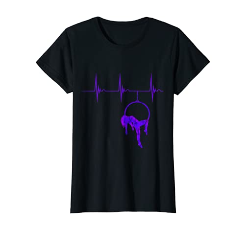 Mujer Aerial Hoop Artist Heartbeat EKG Pulse Lyra Hoop Pole Dance Camiseta