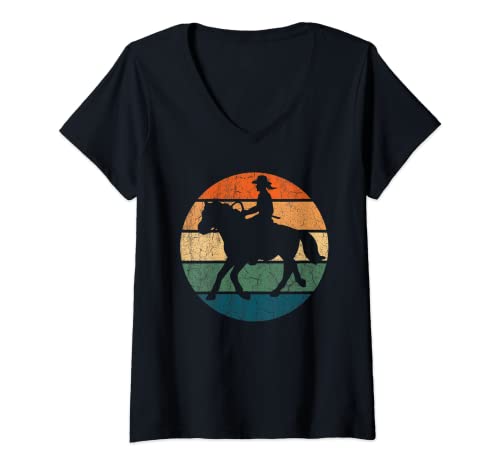 Mujer Cabalgando occidental en caballos | Jinete y vaquero femenino Camiseta Cuello V