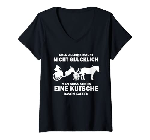 Mujer Camiseta de carruaje | Deportes de conducción, carruaje de caballos. Camiseta Cuello V